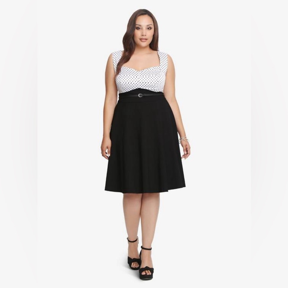Belted Polka Dot Swing Dress